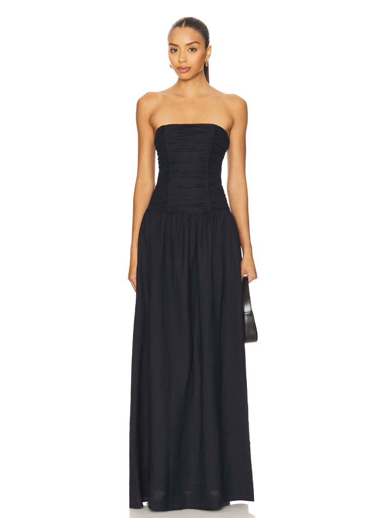 New Lioness Lush Maxi Dress In Navy Dark Blue Strapless Drop Waist Sundress Sun